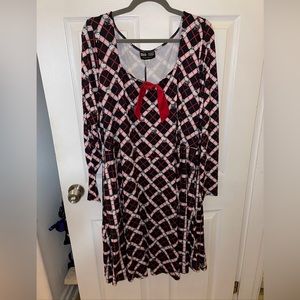 Hello Kitty x Unique Vintage Holiday Plaid Flare Tie Dress 4XL 22/24 Xmas